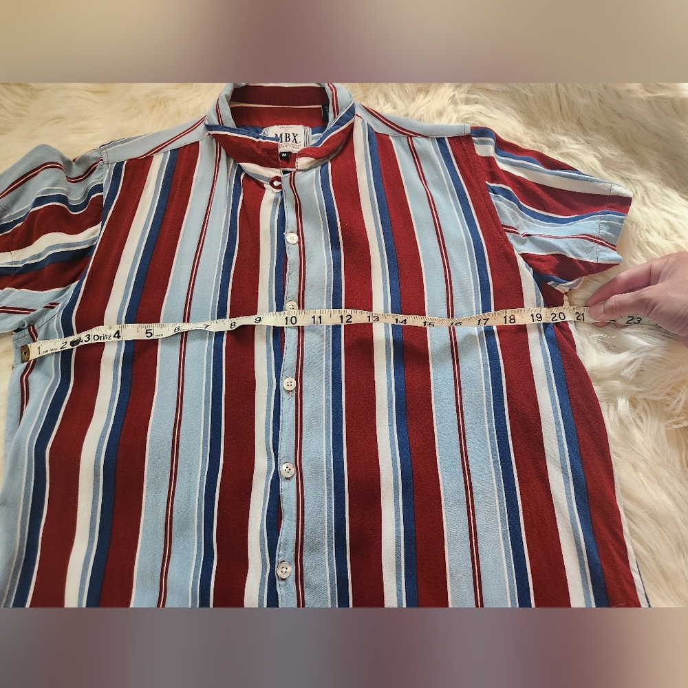 Mens Stripe Short Sleeve Button Up Shirt (Size M) - Picture 8 of 12